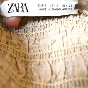 Zara Ruched Halter Crop Top Light Tan Brown Smocked Draped Size S thumbnail 5