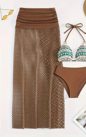 Andrea’s Deals NWT Tribal Print 3 Piece Set Bikini, SIZE M thumbnail 1