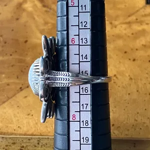 White Buffalo Turquoise Sterling Silver Feather Ring Size 7 Black thumbnail 8