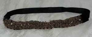 Elegant Beaded Headband - Black and Brown thumbnail 1