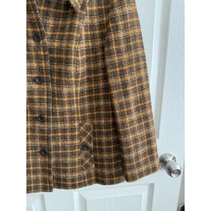 Vintage Pendleton Plaid Wool Jacket Green Brown Yellow Button Women's 12 thumbnail 4