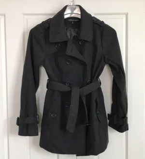 Ambiance Dark Gray Wool Blend Trench Coat Jacket Size Medium thumbnail 6