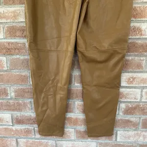 NWT Abercrombie & Fitch Vegan Leather High Rise Side Zip Skinny Pants Large Tan thumbnail 5