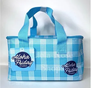 NWT Foodland Hawaii Aloha Friday Blue Palaka Mini Insulated Cooler Bag Tote thumbnail 1