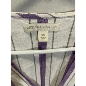 Chelsea & Violet Stripe Dress Womens XS Purple Linen Blend Ruffle‎ Boho Summer thumbnail 3