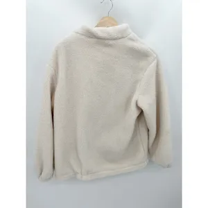 Dazy‎ White Sherpa Button Front Jacket Women Small Patch Pockets Cozy Teddy Coat thumbnail 2