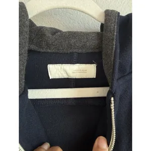 ZARA Technical Cropped Full Zip Hoodie Jacket Navy Blue Minimalist Clean Girl XL thumbnail 6
