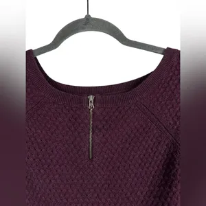 American Eagle Textured Knit Sweater Women’s Large‎ Burgundy Crewneck Pullover thumbnail 5