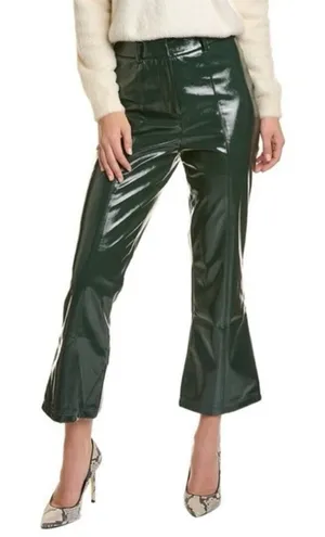 NWT 7 For All Mankind Faux Leather Shiny Flare Leg Green Pants 82580 Size M thumbnail 1