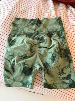 Women’s High-Waist Tie-Dye Biker Shorts in Army Green thumbnail 3