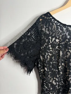 MSLG Elegant Floral‎ Lace Cocktail Dress Wedding Guest V-Back Black 2XL thumbnail 10