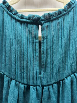 Torrid NWT Deep Teal Chiffon Smocked Pin Tuck Flutter Short Sleeve Blouse Top thumbnail 6