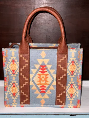 Southwestern Print Small Canvas Tote/Crossbody Allover Aztec thumbnail 2