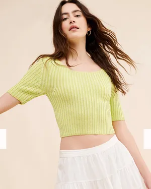 Free People San Lucas Pullover in Sunny Lime Combo Size Large thumbnail 1