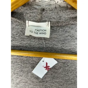 Caution to the Wind Women’s Small Hooded Cardigan Gray Open Front Duster USA NWT thumbnail 9