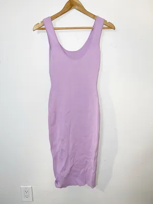 Super Down midi lavender purple ribbed tank top fitted bodycon summer dress thumbnail 7