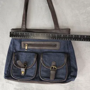 Gold Coast Blue Denim Faux Leather Shoulder Bag‎ thumbnail 9