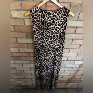 NWT Good American Leopard Print Wrap Midi Dress Size 4 (XL) thumbnail 7