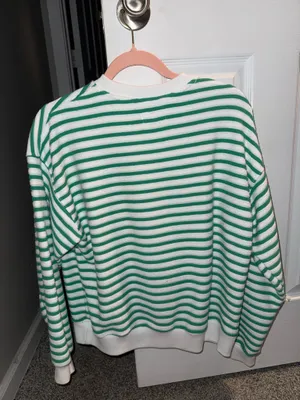 American Eagle Green Striped Sweater thumbnail 2
