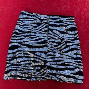 NEW Skirt‎ Bar III 3 Black Sequin NWT - Size S Silver Animal Print Small thumbnail 4