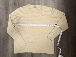 Sutton Studio 100 Cashmere Beige Tan Crewneck Sweater Long Sleeve Womens Large thumbnail 7