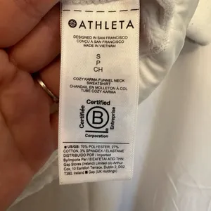 Athleta Cozy Karma Funnel Neck Sweatshirt Size Small White Ivory Tunic Pockets‎ thumbnail 5