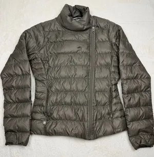 Athleta‎ Goose Down Puffer Jacket Brown Quilted Full Zip Coat Womens Size Jacket thumbnail 1