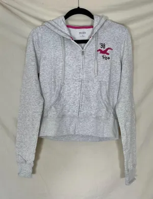 NWT Hollister Logo Zip Up Hoodie Sweatshirt Jacket with Pink Accents Size S thumbnail 1