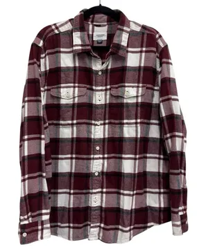 American Eagle Outfitters Flannel Shirt XL Red‎ Plaid Button Front Super Soft thumbnail 1