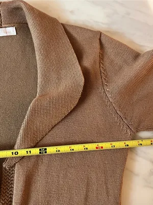 Belle Poque Tan Open Front Knit Cardigan Sweater Pockets Size S thumbnail 4