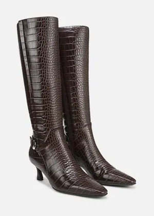 New! Naturalizer Eartha Knee High Boots Chocolate Croc Size 8.5 thumbnail 1