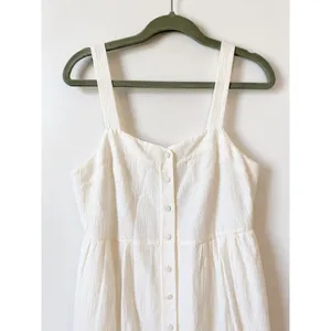 Club Monaco Midi Dress Size 2 White Cotton Silk Button Front Coastal Luxury NWT thumbnail 4