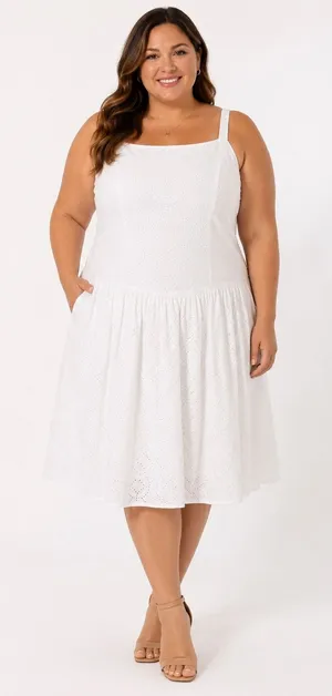 Maison Jules Sydney White Eyelet Fit and Flare Dress XXL Sleeveless thumbnail 1