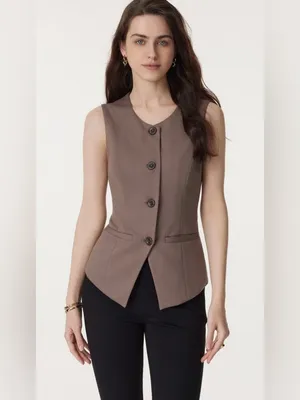 OGL NWT Sleeveless Button Front Vest in Deep Burgundy Size L thumbnail 4
