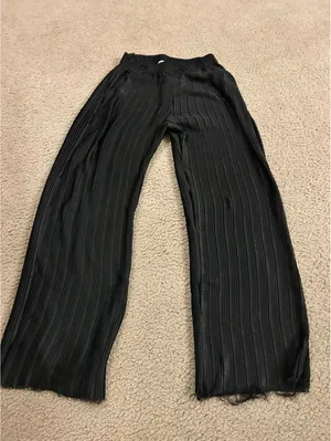 Zara extra wide black pants ribbed size small flowy bc15 thumbnail 1