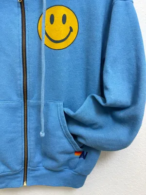 Blue smiley face aviator nation zip Sz XS thumbnail 5