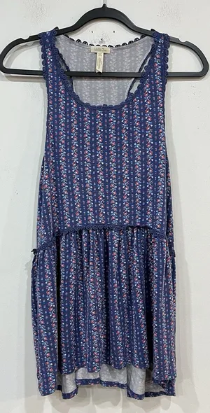 Matilda Jane Blue Floral Beyond The Horizon Racerback Tunic Tank Top Medium thumbnail 1