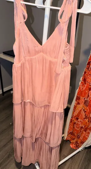 Lush Clothing Tiered Cut-Out Metallic Thread Maxi Dress S thumbnail 1
