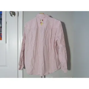 Vintage Bechamel Petites Shirt PL Red‎ White Pinstripe Rooster Embroidered thumbnail 2