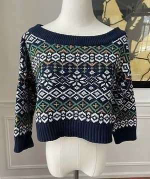 Urban Outfitters BDG Nordic Fair Isle Crop Sweater S thumbnail 1