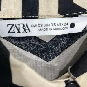Zara Long Sleeve Button Down Geometric Pattern Pocket Shirt XS Boho Artsy Chic thumbnail 3
