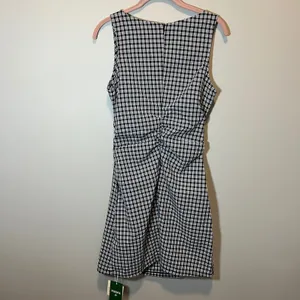 Halara Women's Black White Sleeveless Gingham Boat Neck Mini Dress Small NWT thumbnail 7