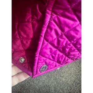 Lauren Ralph Lauren Quilted Jacket Magenta Purple Snap Front Peter Pan Collar L thumbnail 4