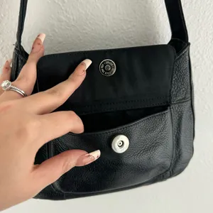 FOSSIL Vintage 90s Y2K Black Leather Edgy Grunge Moto Small Shoulder Bag Purse thumbnail 5