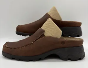 Timberland Womens 6 Shoe Slip On Mule Slide Brown Leather Casual Comfort‎ Heel thumbnail 1