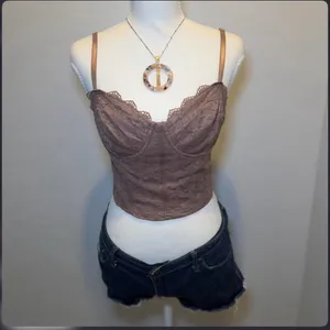 Haute Monde Lace Corset Crop Top Bustier Brown Coquette Y2K‎ thumbnail 6