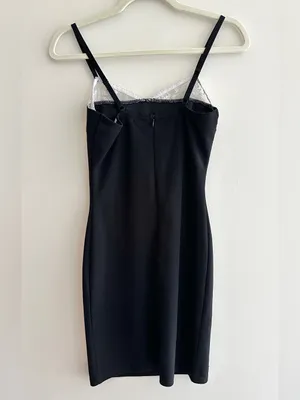 Madden Girl Black and White Bodycon Lace Trim Mini Dress, Size Medium thumbnail 14
