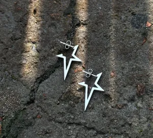 Pentagram Star Stud Earrings for Men Women Streetwear Unisex Hip Hop Style thumbnail 2