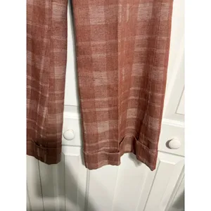Plaid Wide Leg Trousers Dark Academia Terracotta‎ Cuffed High Rise thumbnail 3