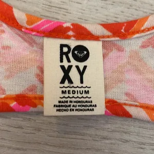 Roxy Orange, Red, White & Pink Abstract Print Cut Out Back Sleeveless Sundress M thumbnail 6